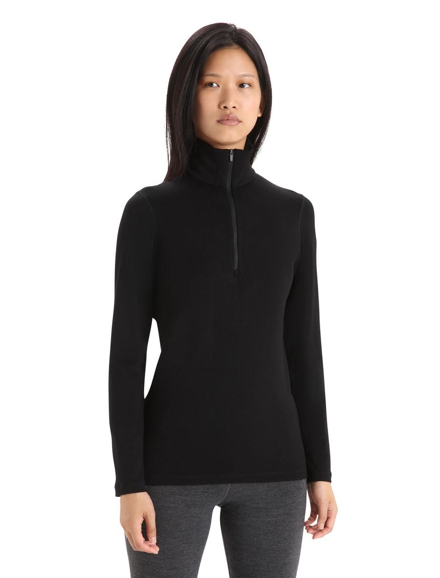 Base Layers Icebreaker Merino 260 Tech Long Sleeve Half Zip Thermal Top Femme Noir | FR 1915FDNM